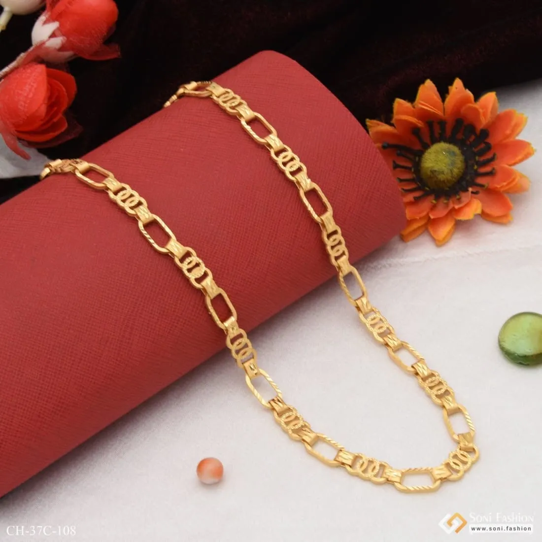1 Gram Gold Forming Round Linked Best Quality Durable Design Chain - Style C108