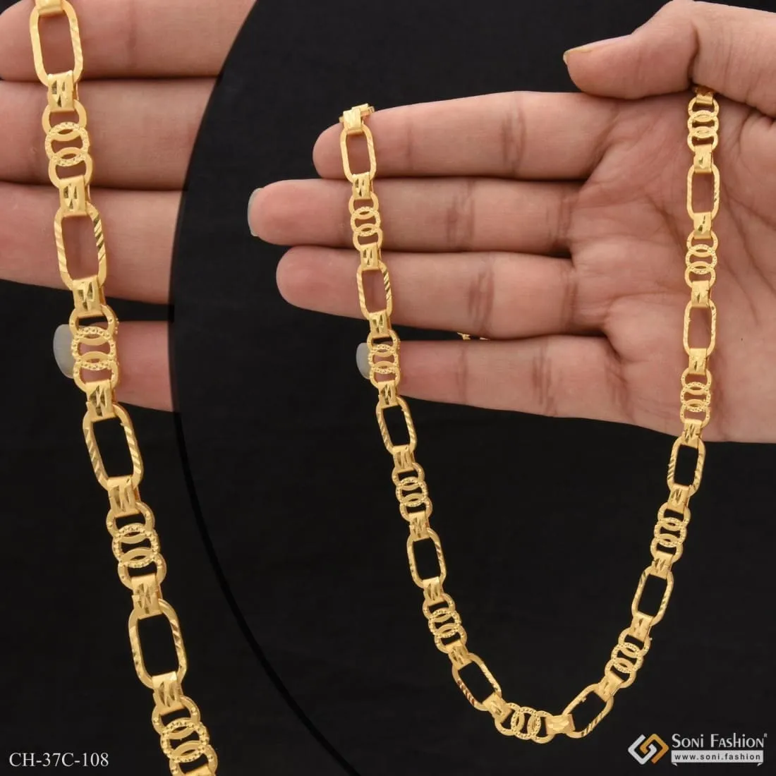 1 Gram Gold Forming Round Linked Best Quality Durable Design Chain - Style C108