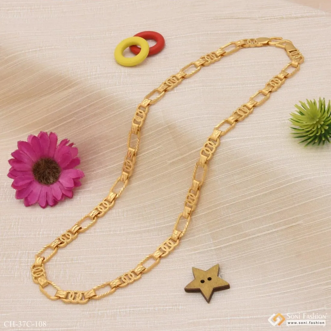 1 Gram Gold Forming Round Linked Best Quality Durable Design Chain - Style C108