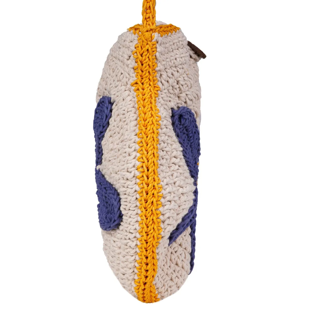 Blue Flower Mini Shoulder Bag | Hand-Crochet | Off White & Mustard
