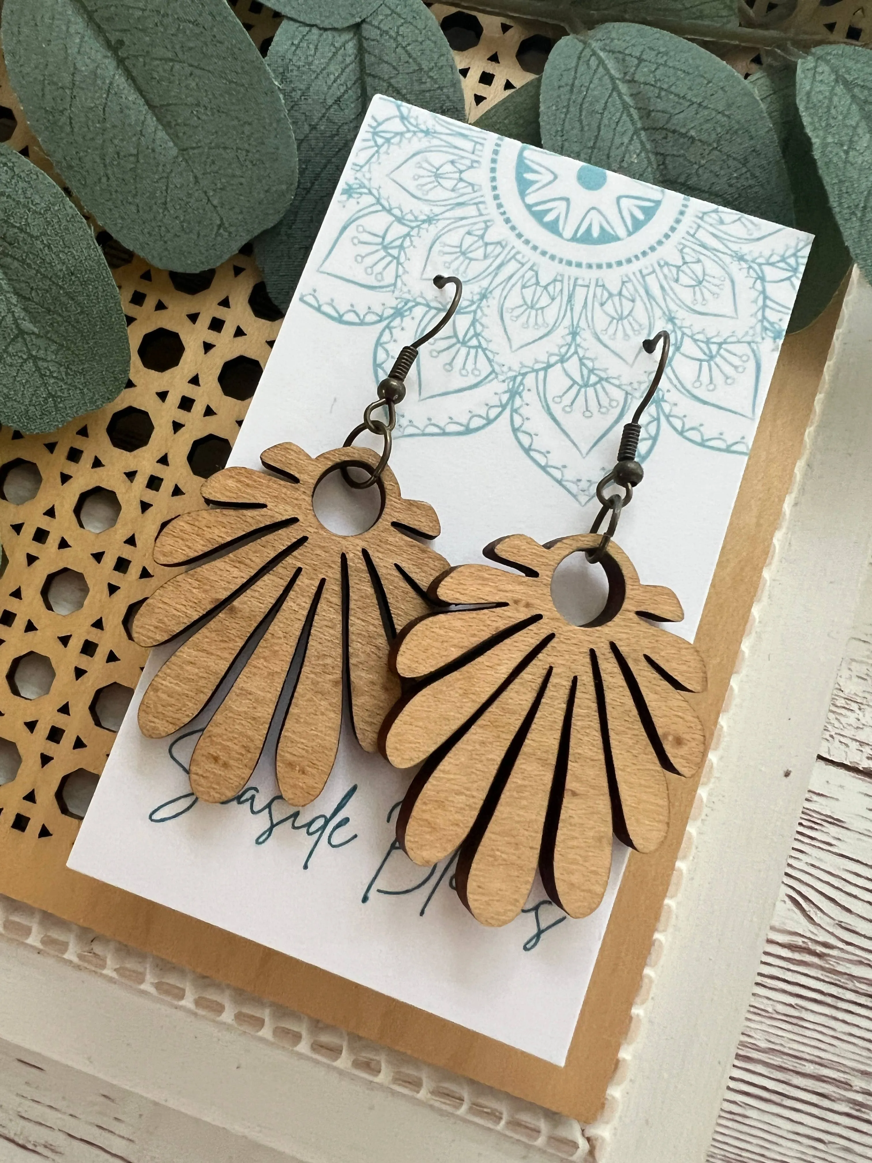 Boho maple wood lightweight earrings