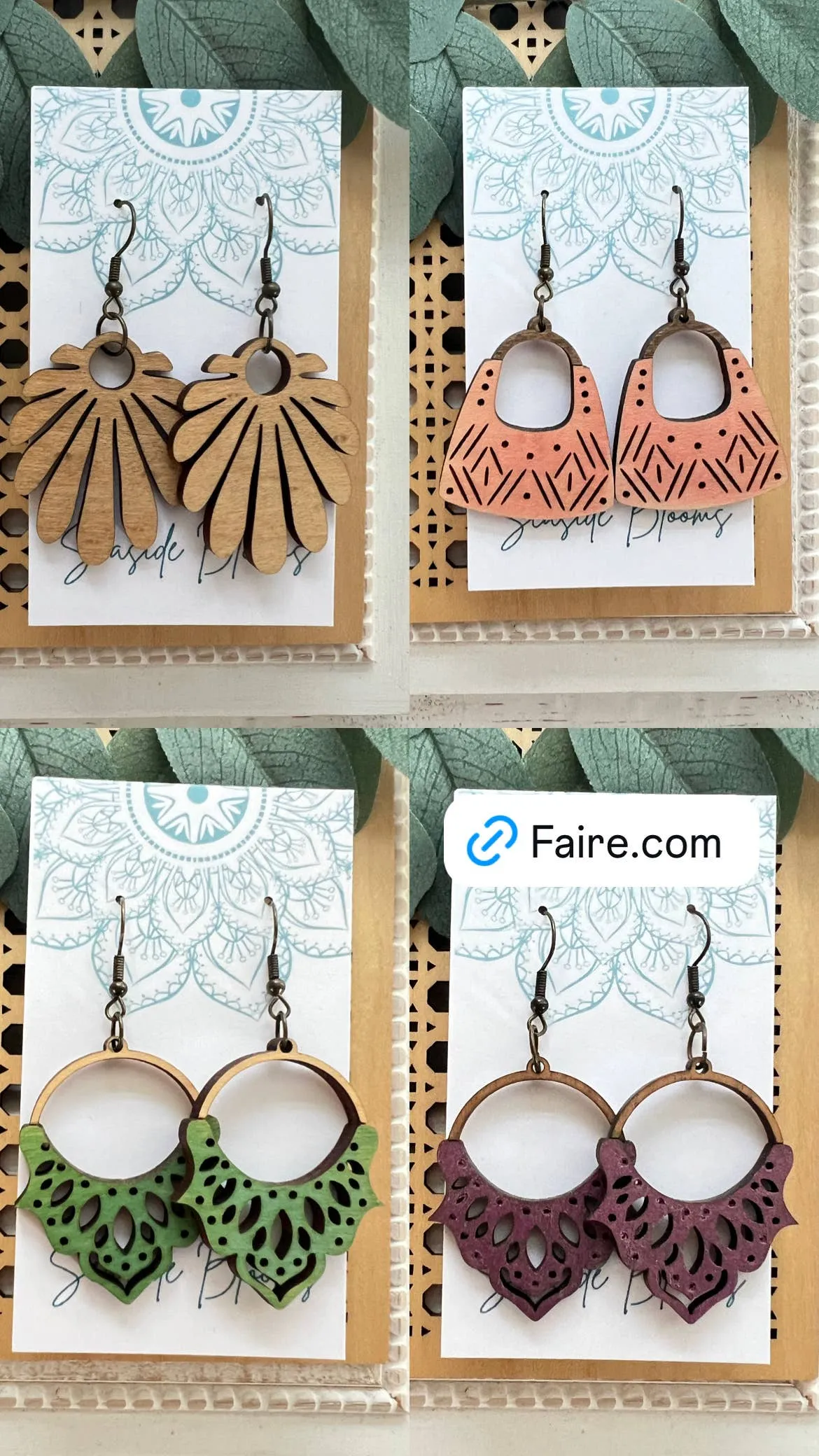 Boho maple wood lightweight earrings