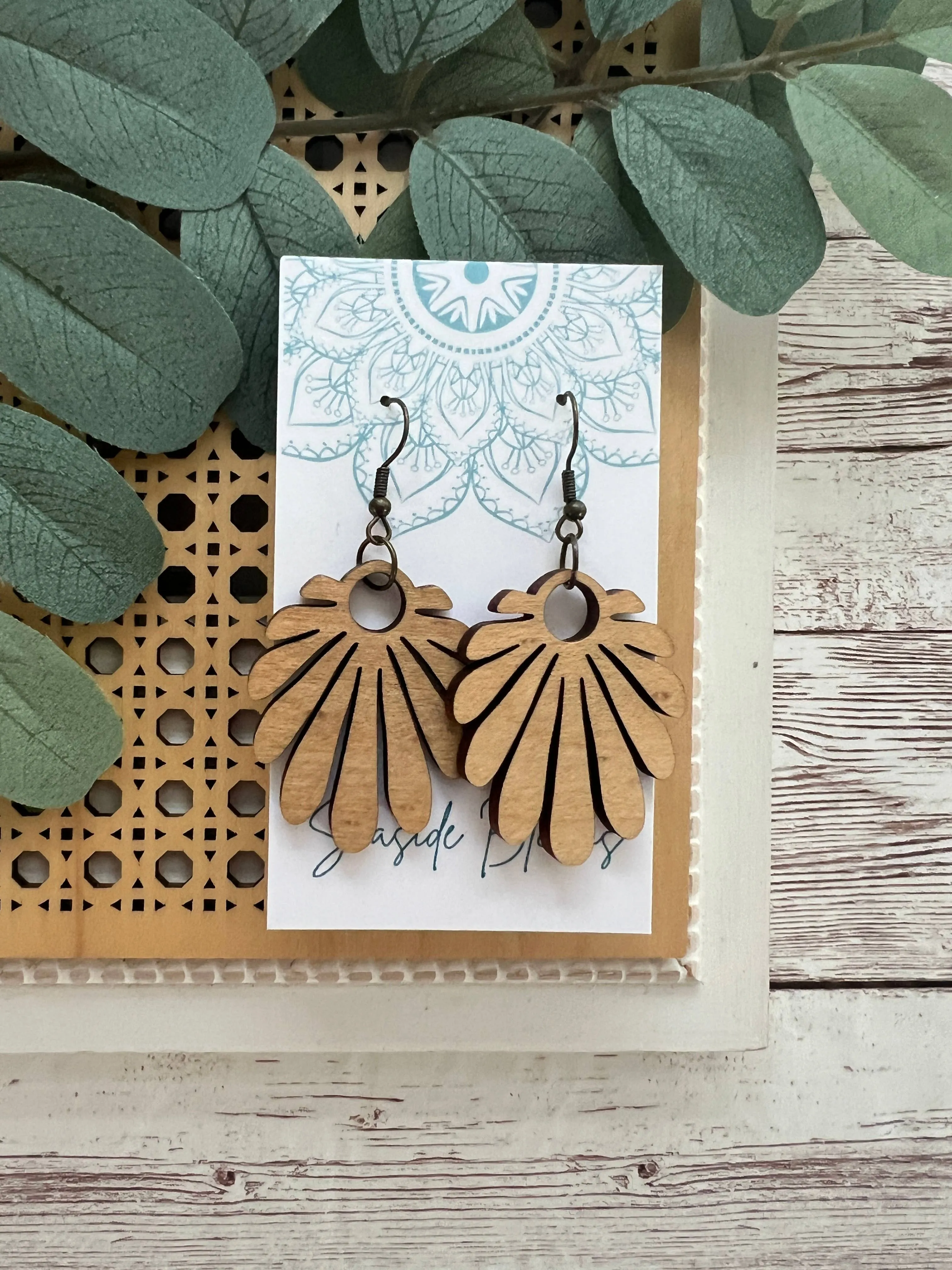 Boho maple wood lightweight earrings