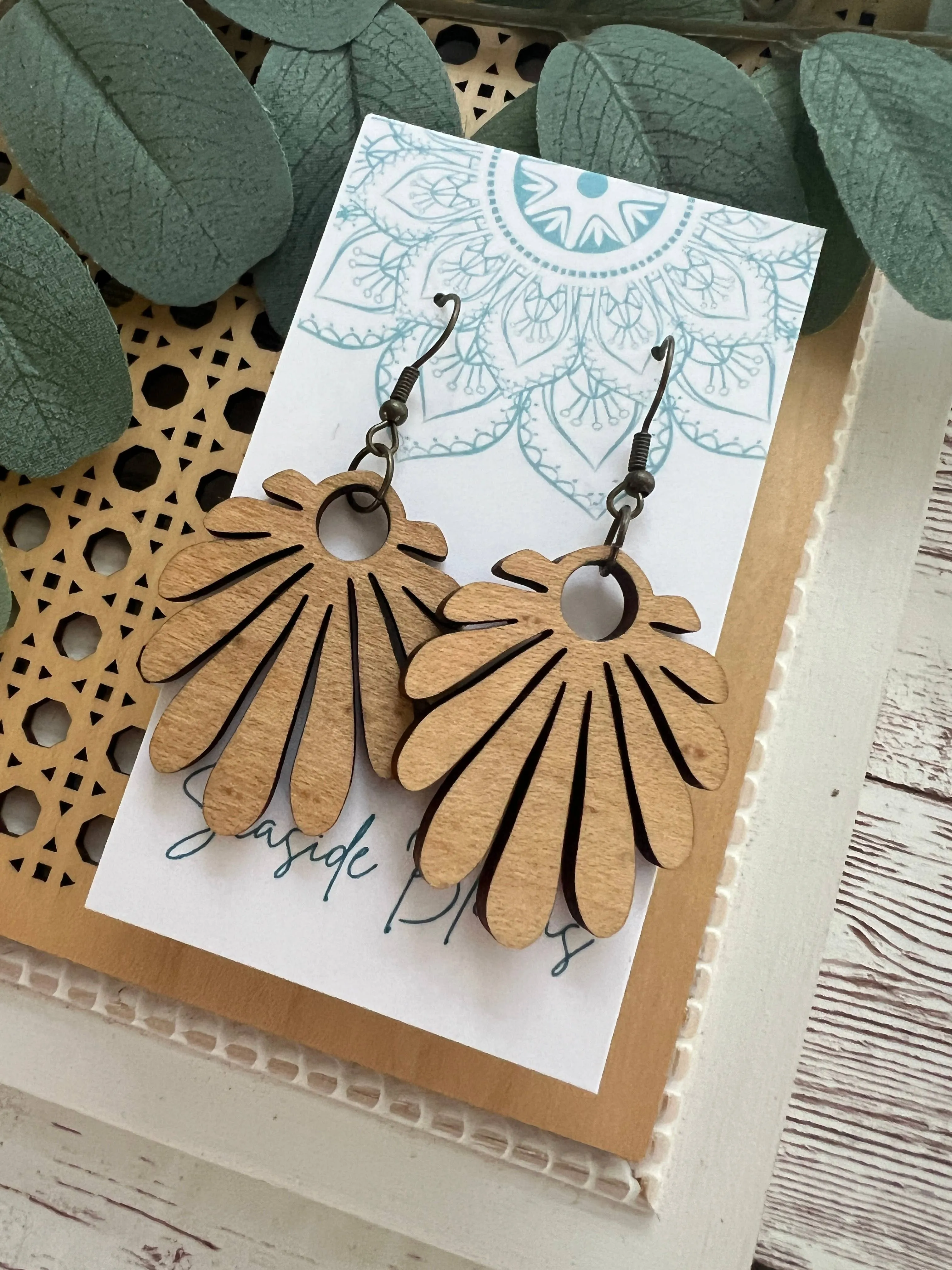 Boho maple wood lightweight earrings