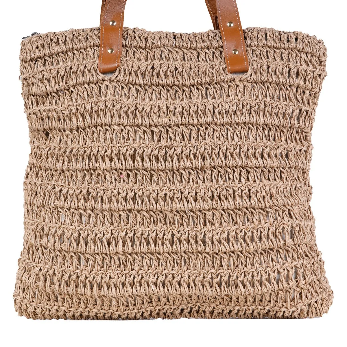 Brunette Hand Bag | Hand-Crafted & Crochet Work | Jute | Brown