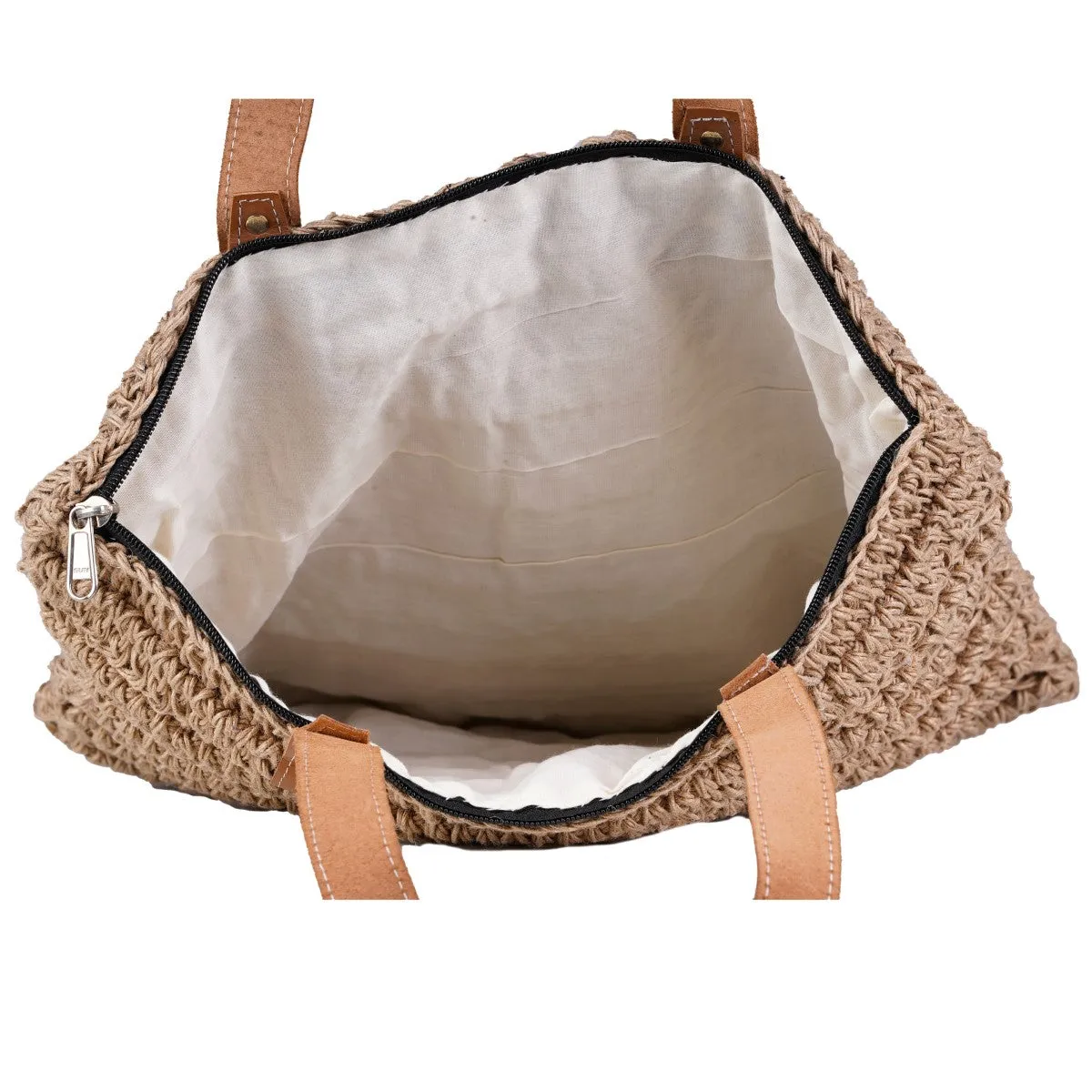 Brunette Hand Bag | Hand-Crafted & Crochet Work | Jute | Brown