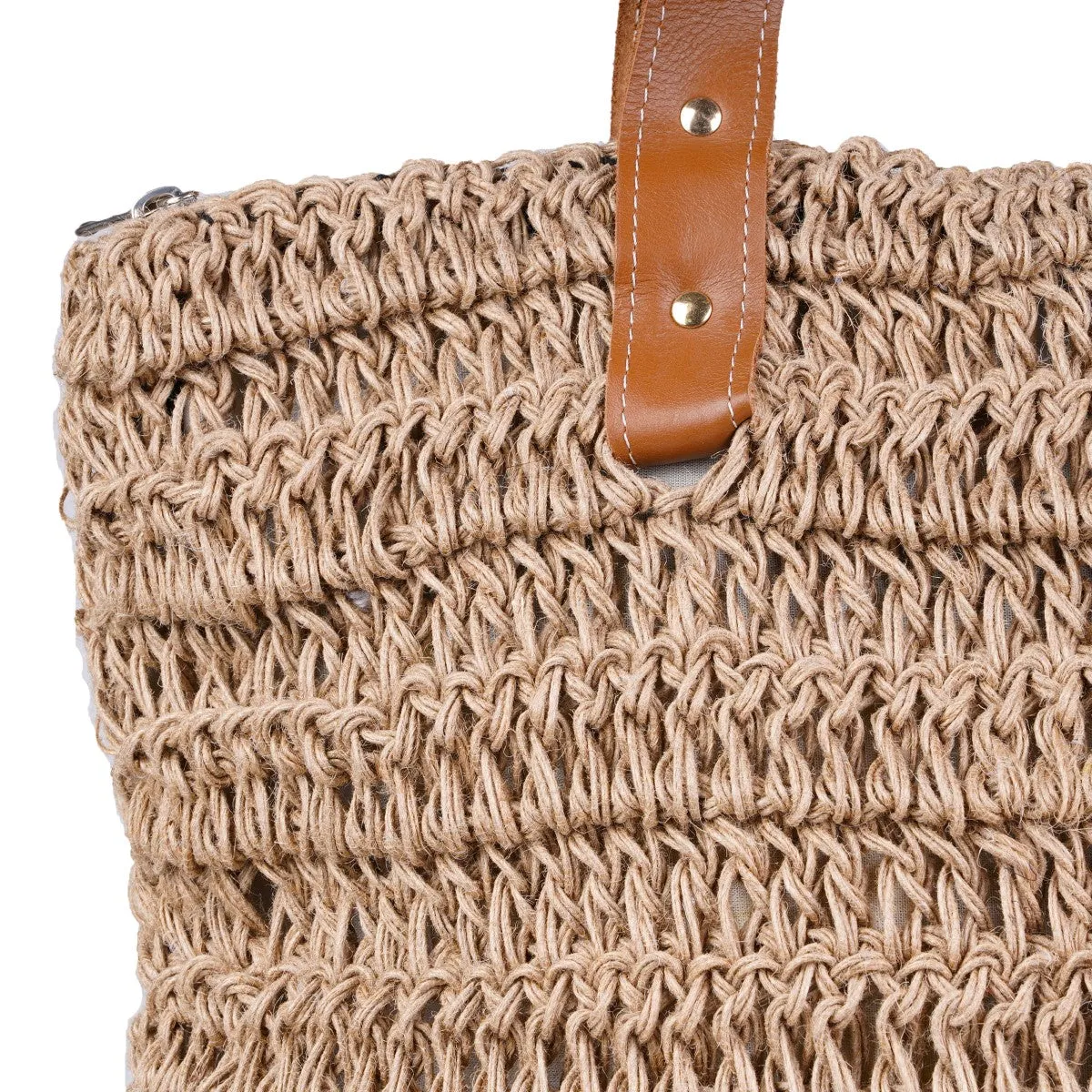 Brunette Hand Bag | Hand-Crafted & Crochet Work | Jute | Brown