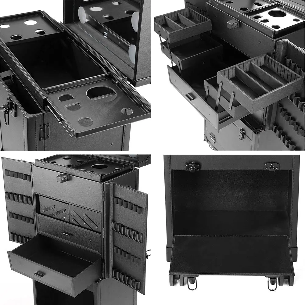 Byootique Large Makeup Case Trolley with Mirror & Lights - Portable, Safe & Durable