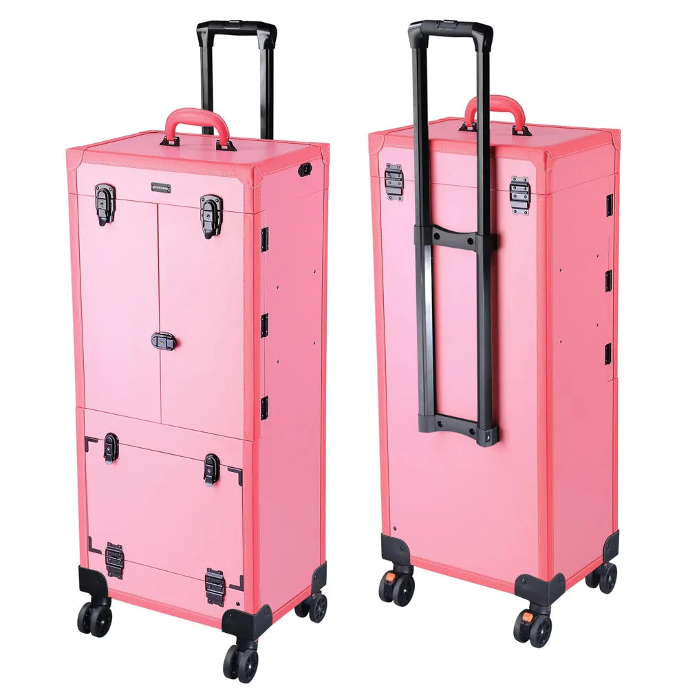 Byootique Large Makeup Case Trolley with Mirror & Lights - Portable, Safe & Durable