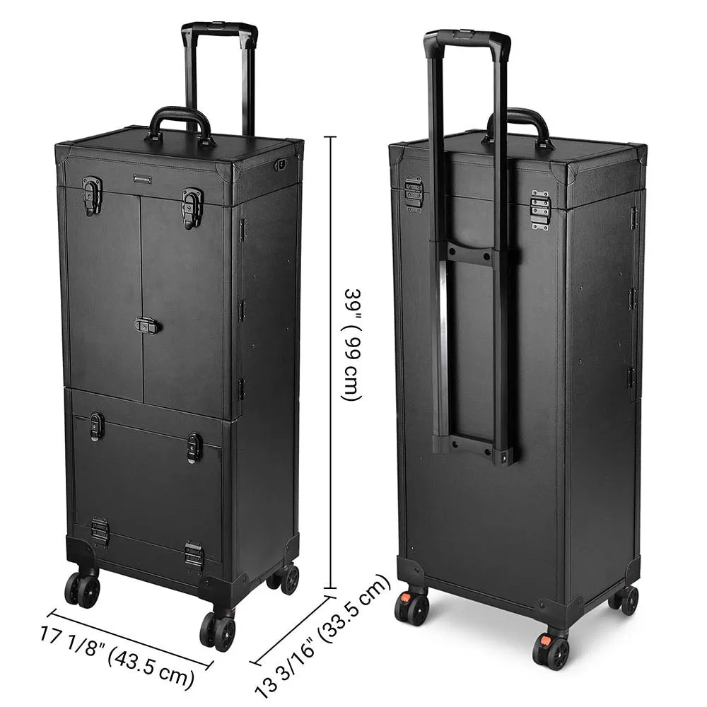 Byootique Large Makeup Case Trolley with Mirror & Lights - Portable, Safe & Durable