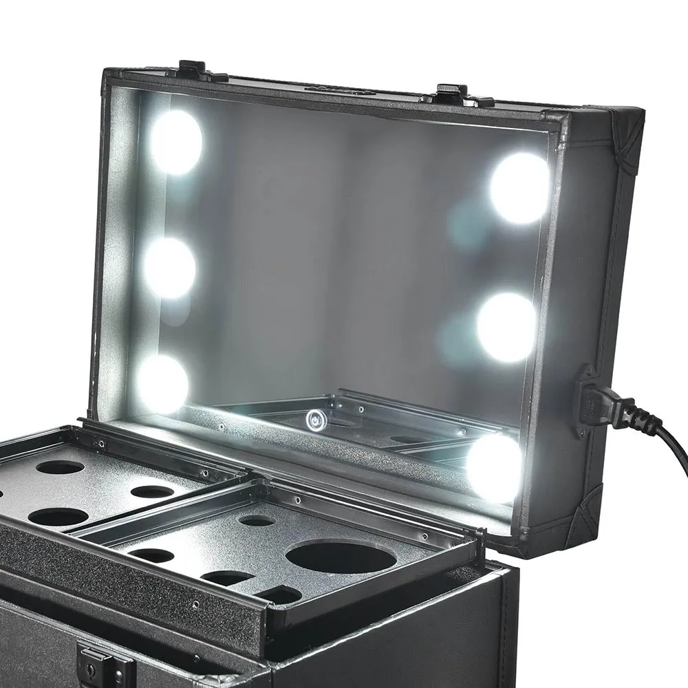 Byootique Large Makeup Case Trolley with Mirror & Lights - Portable, Safe & Durable