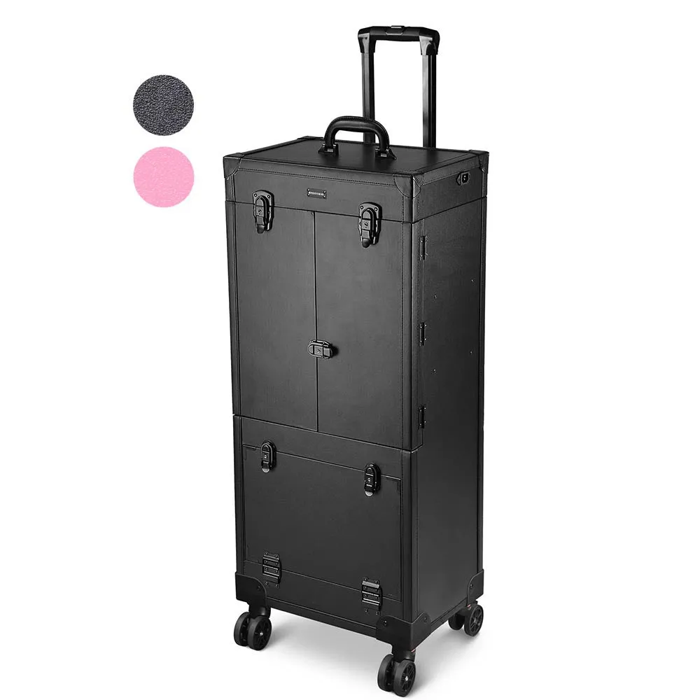 Byootique Large Makeup Case Trolley with Mirror & Lights - Portable, Safe & Durable
