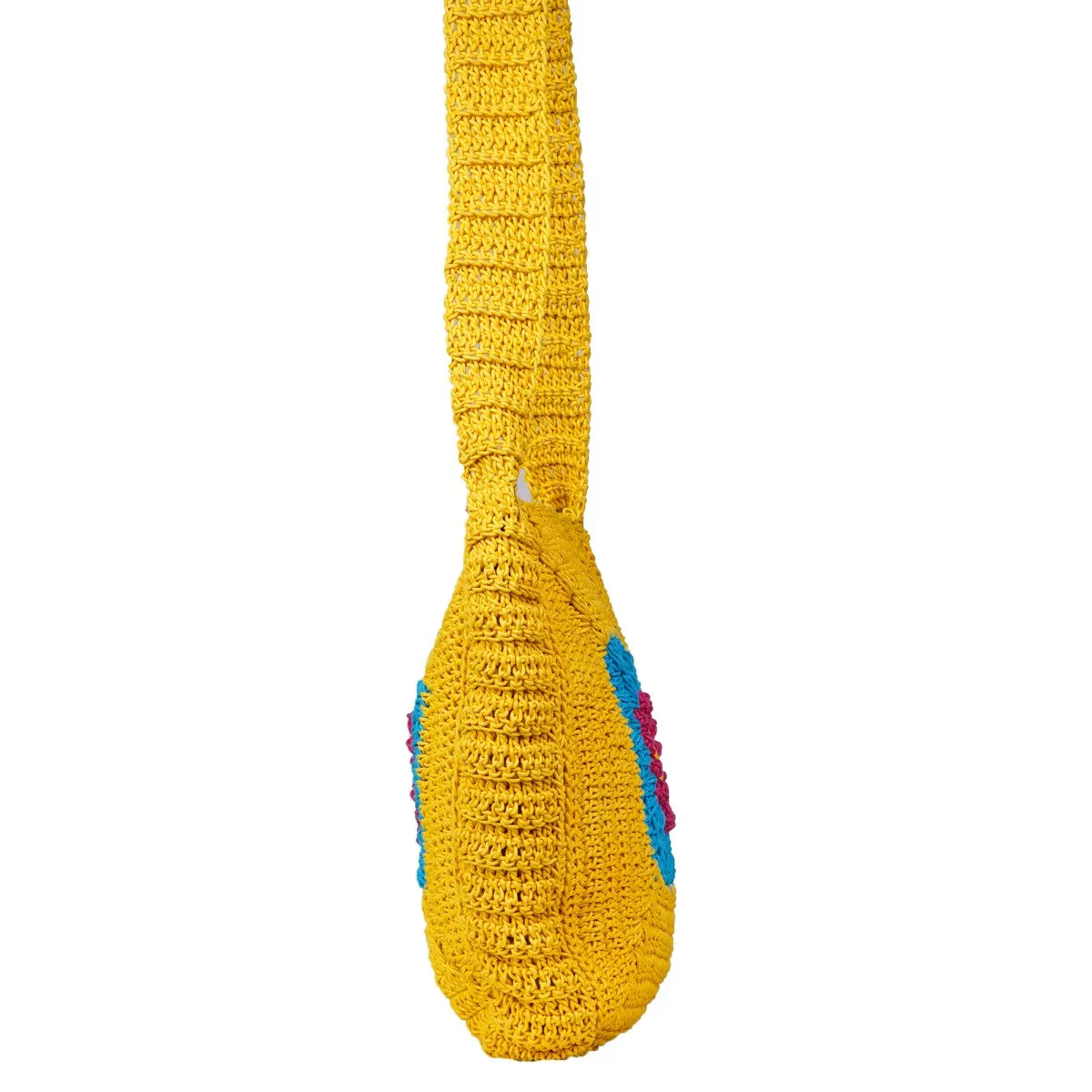 Chrysanthemum Quad Sling Bag | Hand-Crochet | Cotton | Mustard Yellow