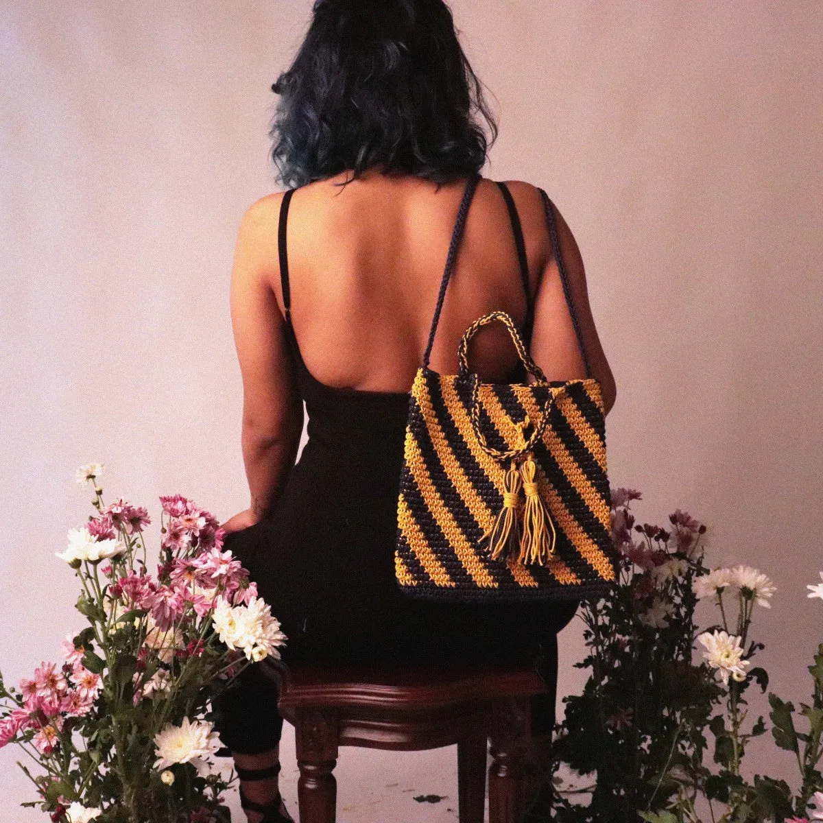 Classic Mini Sling Bag | Hand-Crochet | Cotton | Mustard Yellow