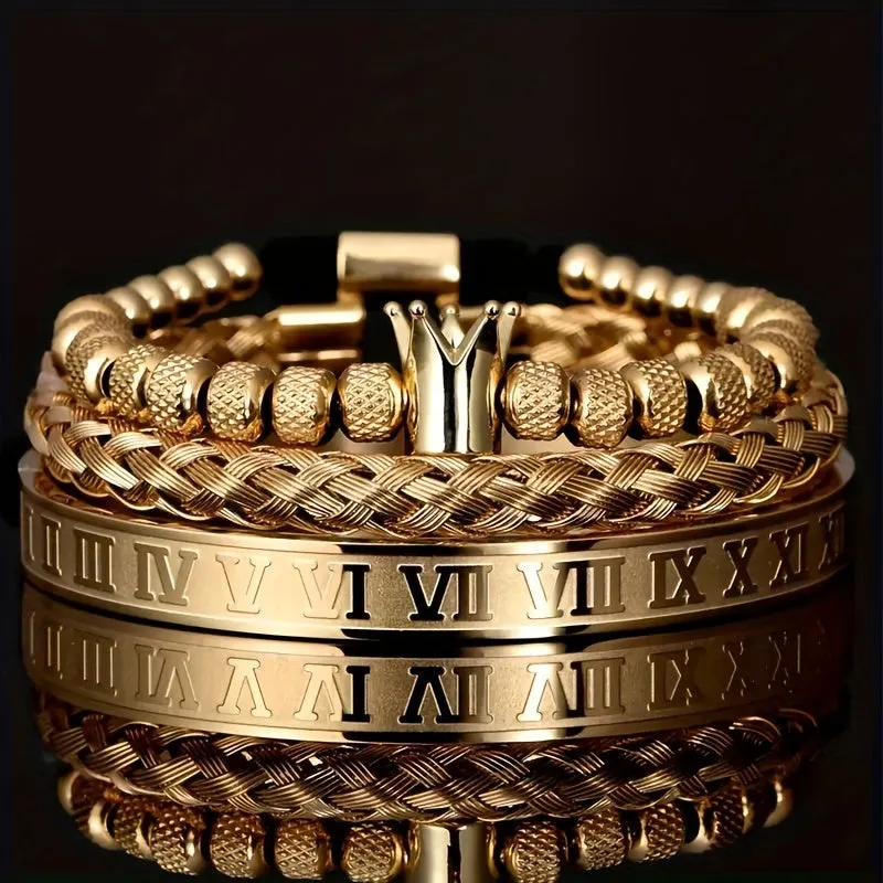 Durable 316L Stainless Steel Punk Style Crown Bracelet for Men | Metal
