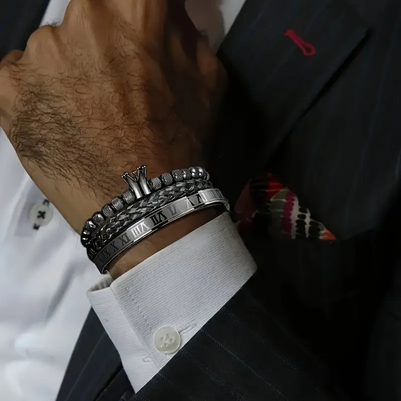 Durable 316L Stainless Steel Punk Style Crown Bracelet for Men | Metal