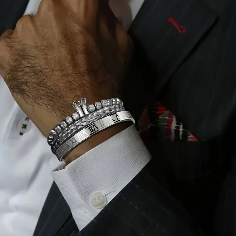 Durable 316L Stainless Steel Punk Style Crown Bracelet for Men | Metal
