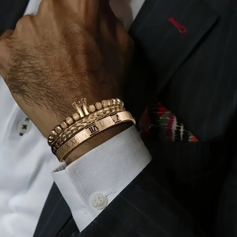 Durable 316L Stainless Steel Punk Style Crown Bracelet for Men | Metal