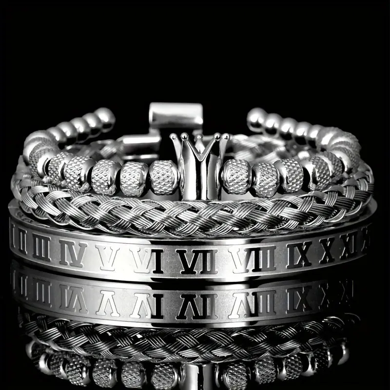 Durable 316L Stainless Steel Punk Style Crown Bracelet for Men | Metal