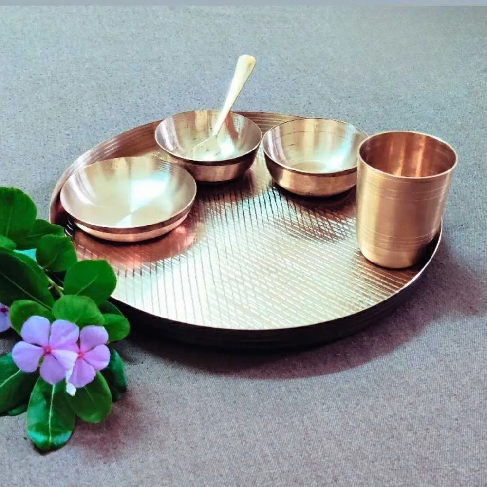 Durable Kansa/Bronze Dinner Set of 6 | Rich Indian Traditional Dining Ware