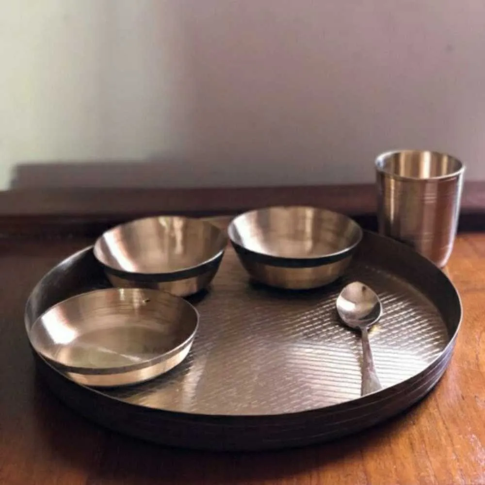 Durable Kansa/Bronze Dinner Set of 6 | Rich Indian Traditional Dining Ware