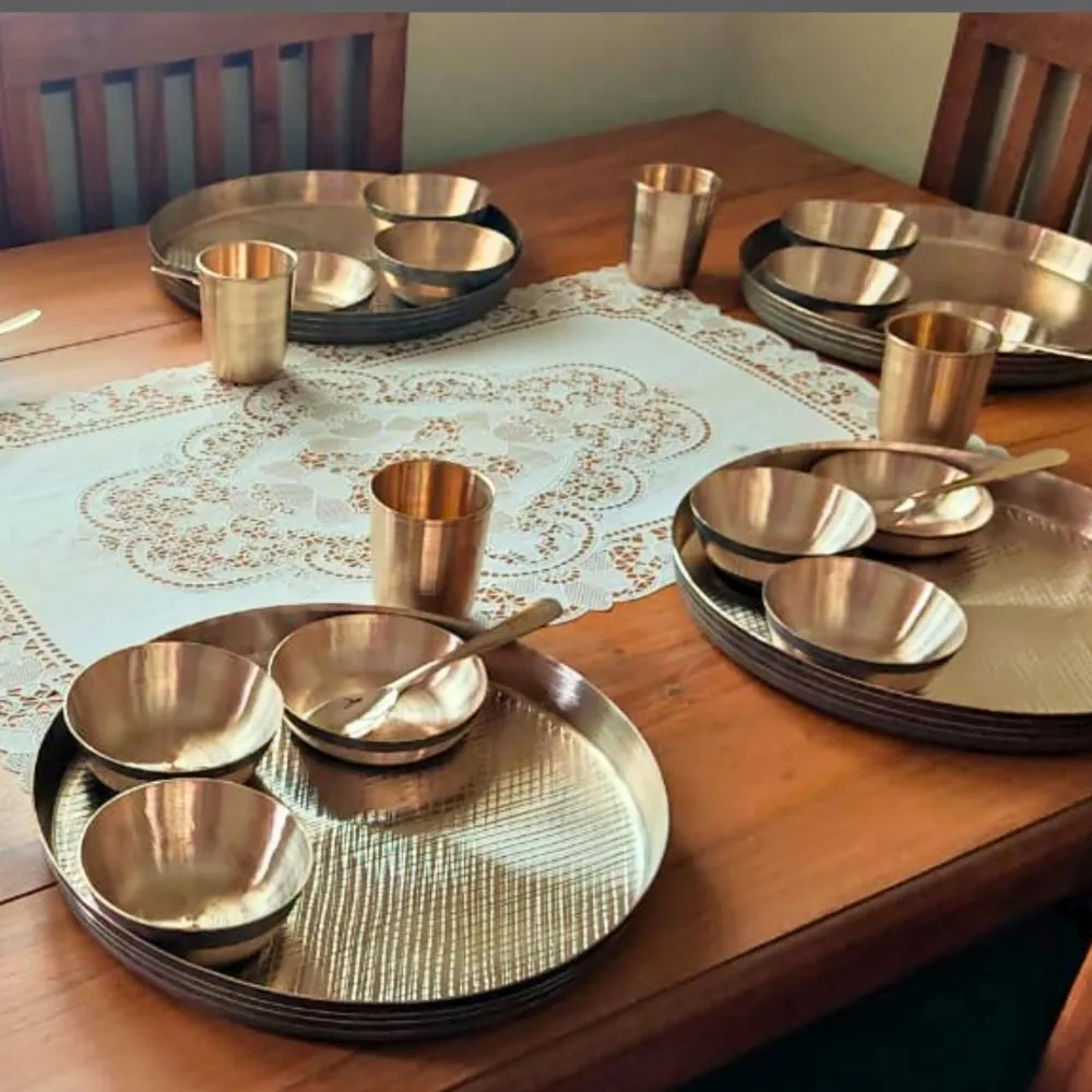 Durable Kansa/Bronze Dinner Set of 6 | Rich Indian Traditional Dining Ware