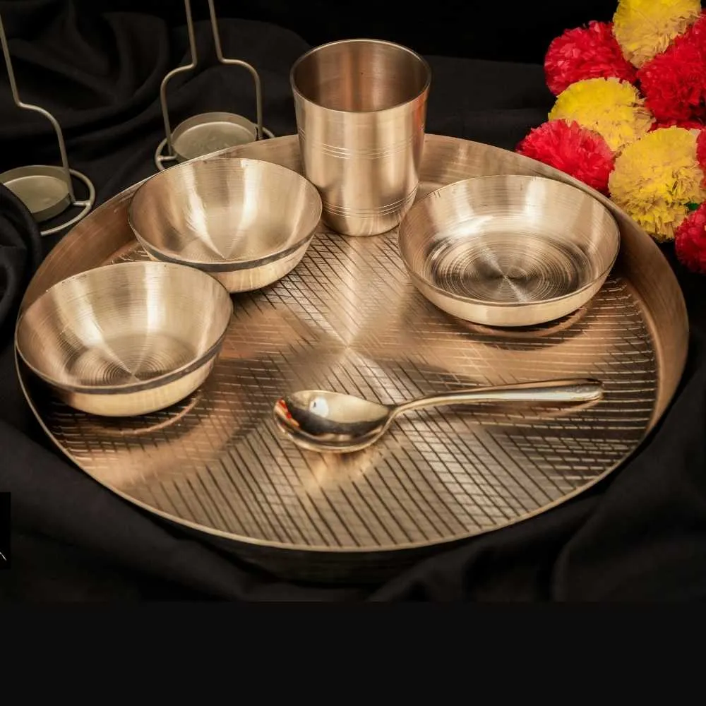 Durable Kansa/Bronze Dinner Set of 6 | Rich Indian Traditional Dining Ware
