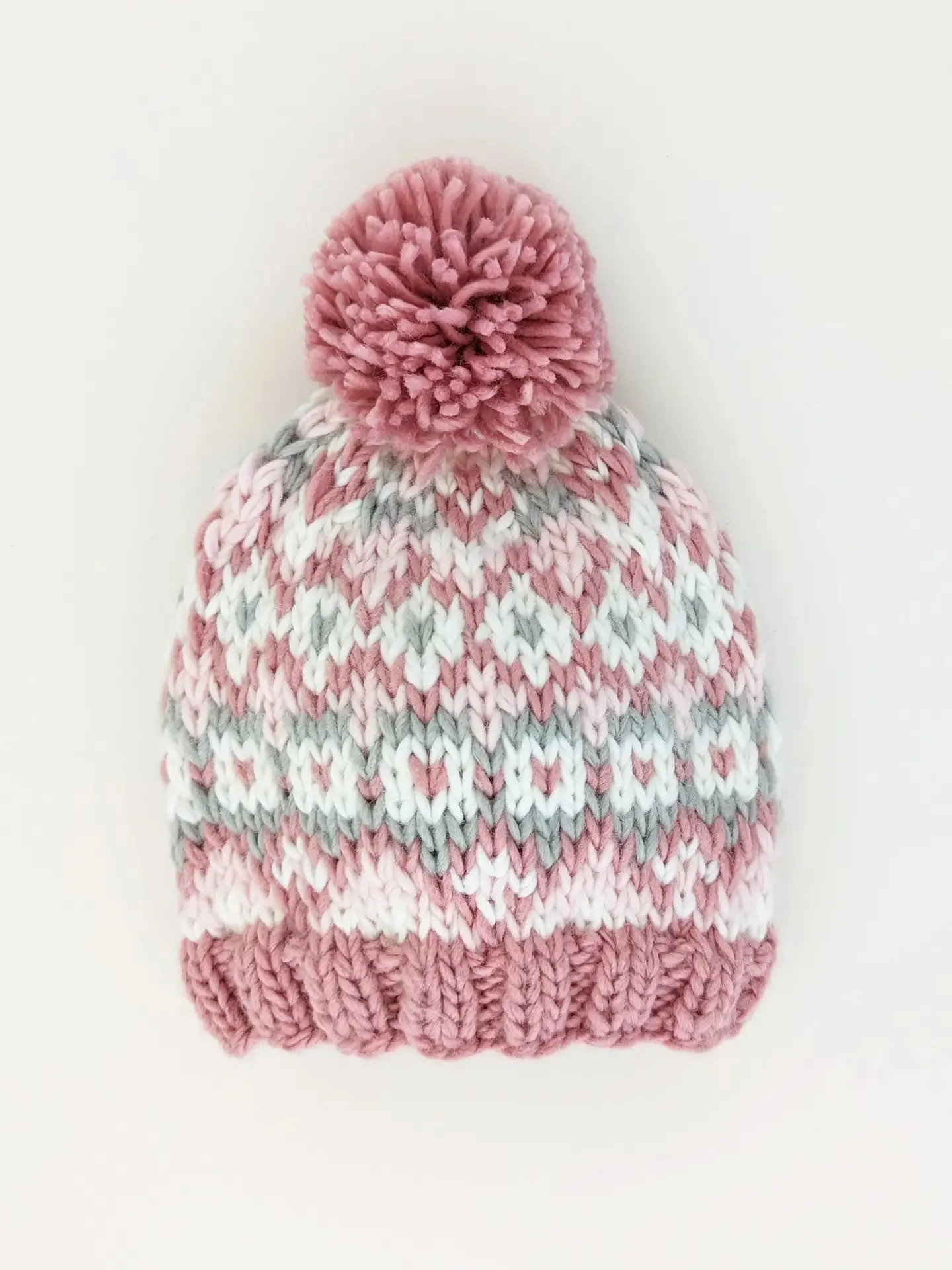 Fairisle Rosy Beanie Hat