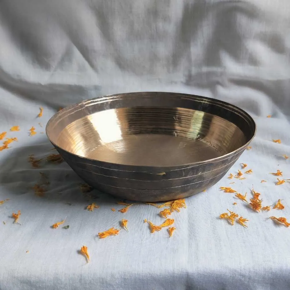 Kansa/Bronze Flat Base Bowl | Traditional Indian Dining | Authentic & Durable