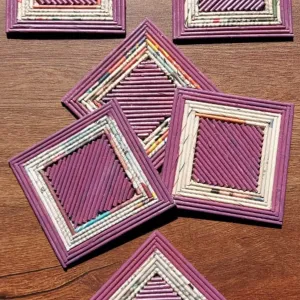 Lavender Square Coasters | Hand Crafted | Peppy Coasters | Durable | Set of 6