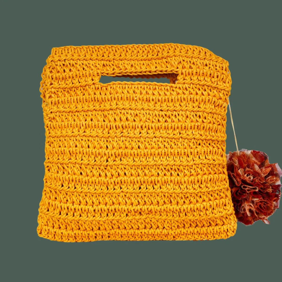 Miniature Clutch Bag | Hand-Crochet | Cotton Yarn | Mustard Yellow