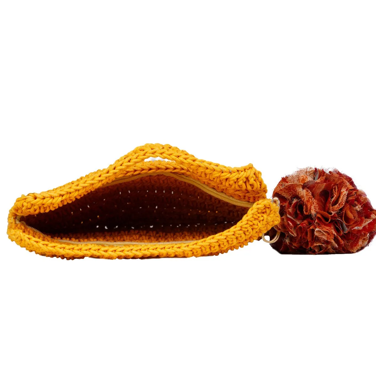 Miniature Clutch Bag | Hand-Crochet | Cotton Yarn | Mustard Yellow