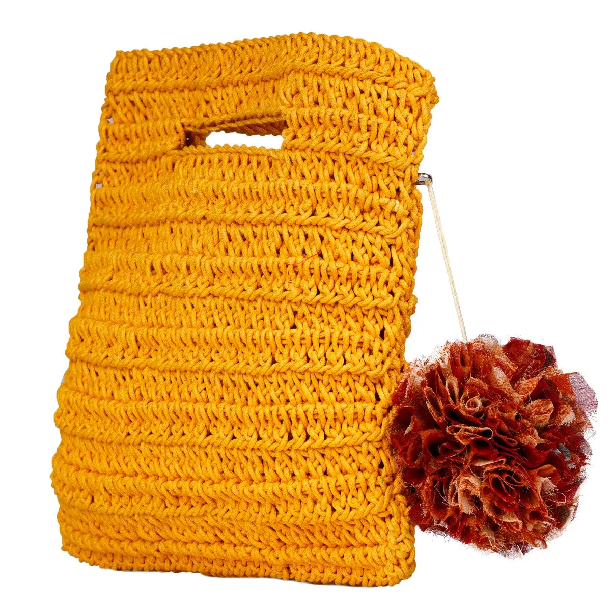 Miniature Clutch Bag | Hand-Crochet | Cotton Yarn | Mustard Yellow