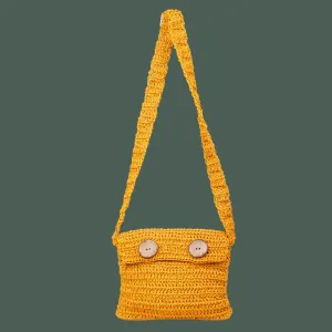 Miniature Quad Mini Sling Bag | Hand-Crochet in Cotton Yarn | Mustard Yellow