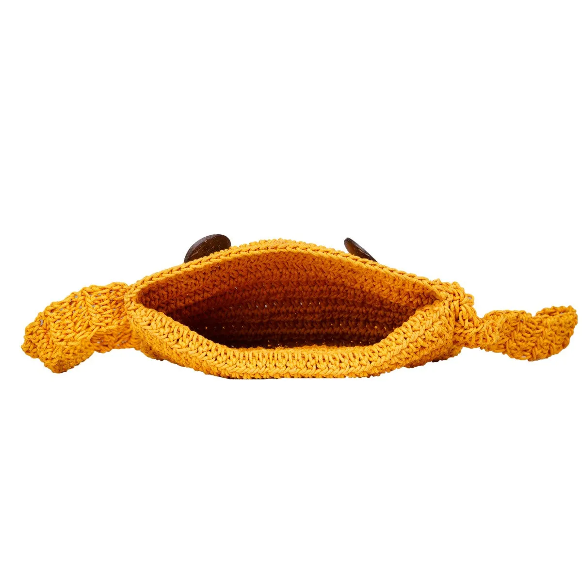 Miniature Quad Mini Sling Bag | Hand-Crochet in Cotton Yarn | Mustard Yellow