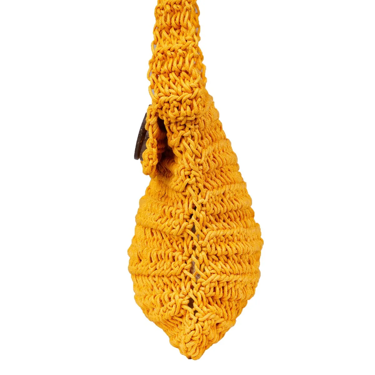 Miniature Quad Mini Sling Bag | Hand-Crochet in Cotton Yarn | Mustard Yellow