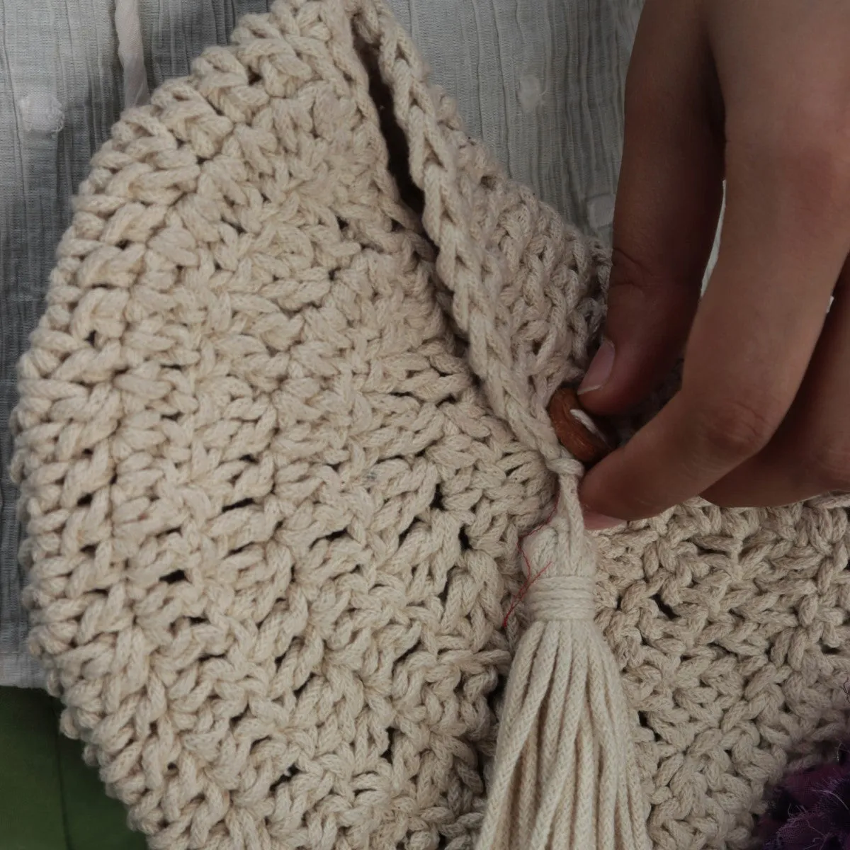Miniature Sling Bag | Hand-Crochet | Cotton Yarn | Off White