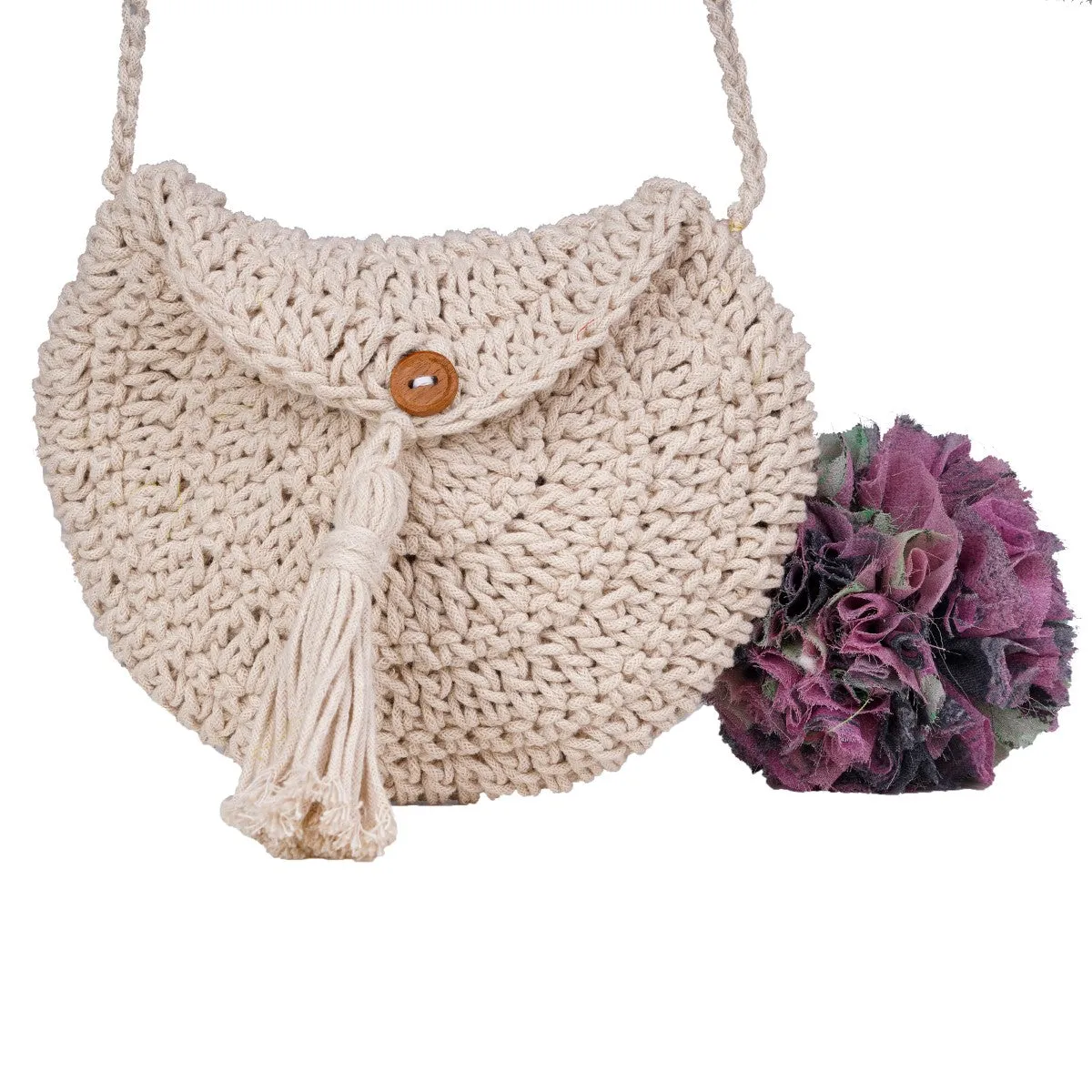 Miniature Sling Bag | Hand-Crochet | Cotton Yarn | Off White
