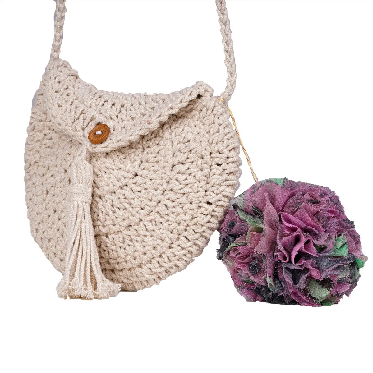 Miniature Sling Bag | Hand-Crochet | Cotton Yarn | Off White