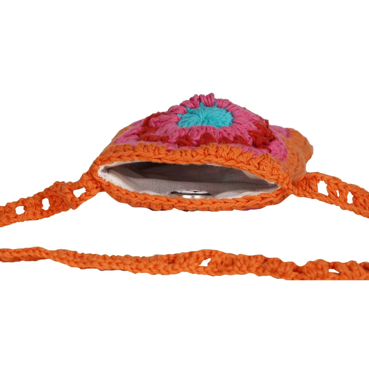 Mobile Mini Sling Bag | Hand-Crochet | Cotton Yarn | Multi-Colour