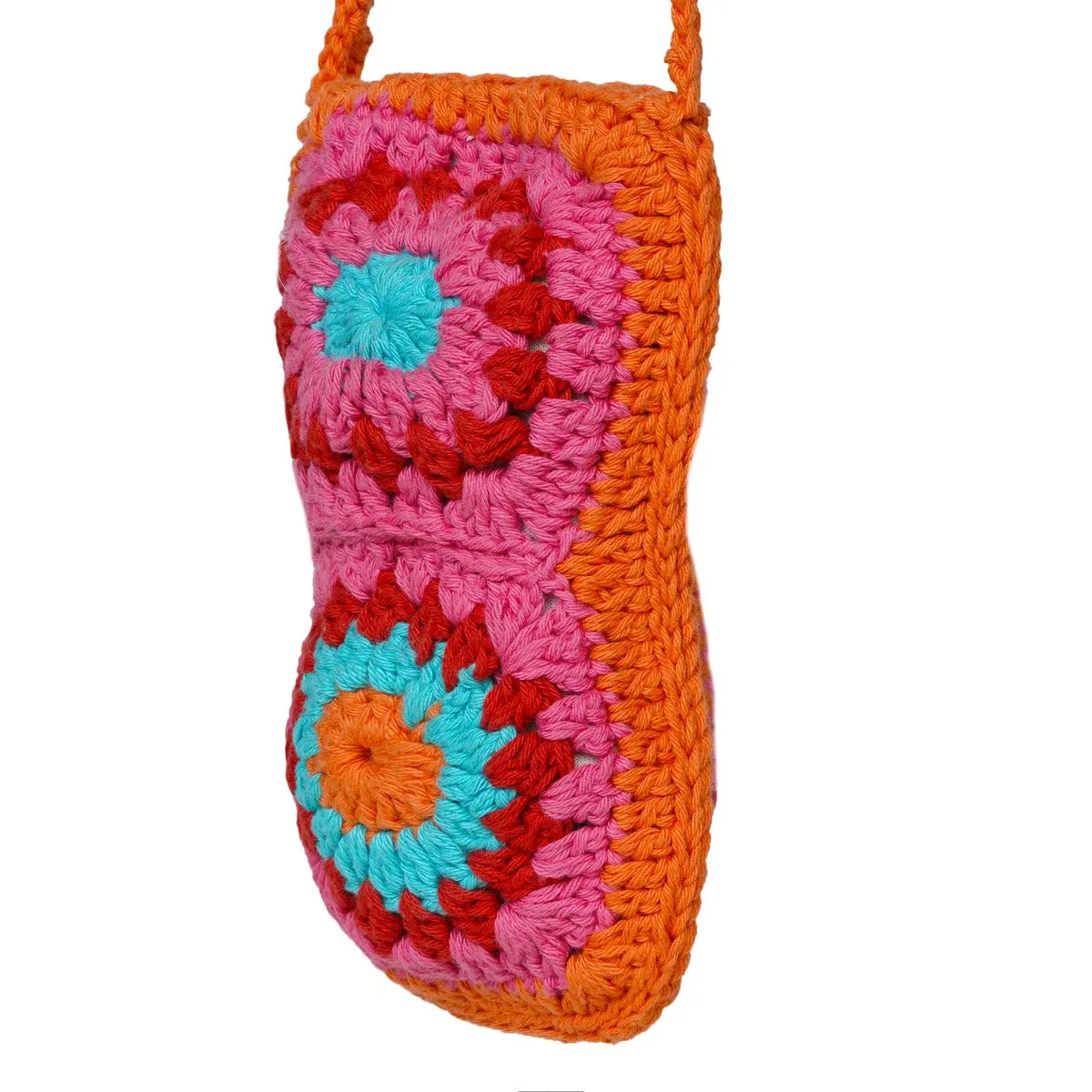 Mobile Mini Sling Bag | Hand-Crochet | Cotton Yarn | Multi-Colour
