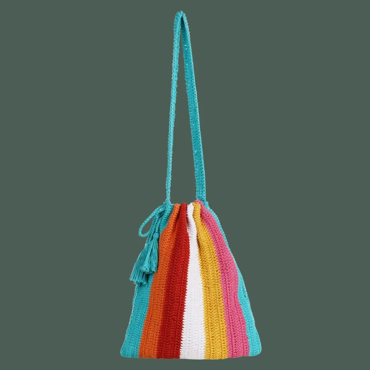 Rainbow Tote Bag | Hand-Crafted & Crochet | Cotton | Multi-Colour