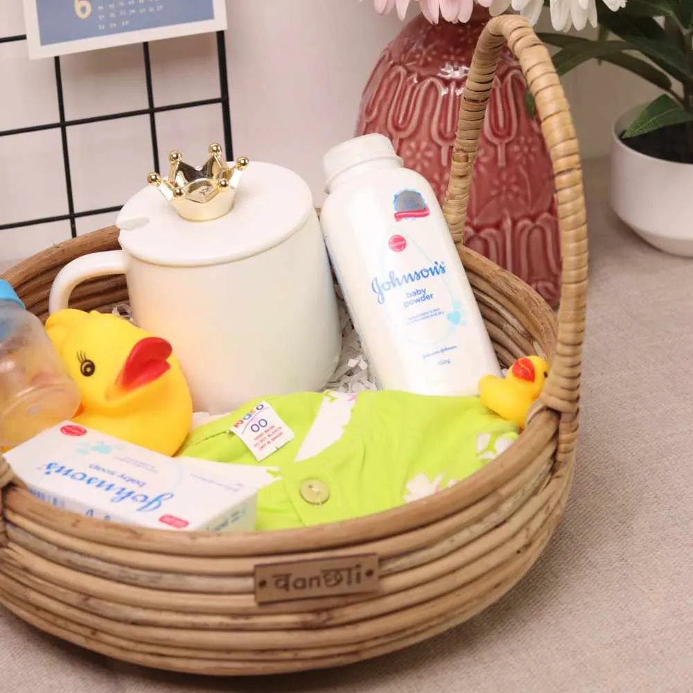 Round Cane Basket With Handle | Multi Purpose As Decor & Storage | Durable
