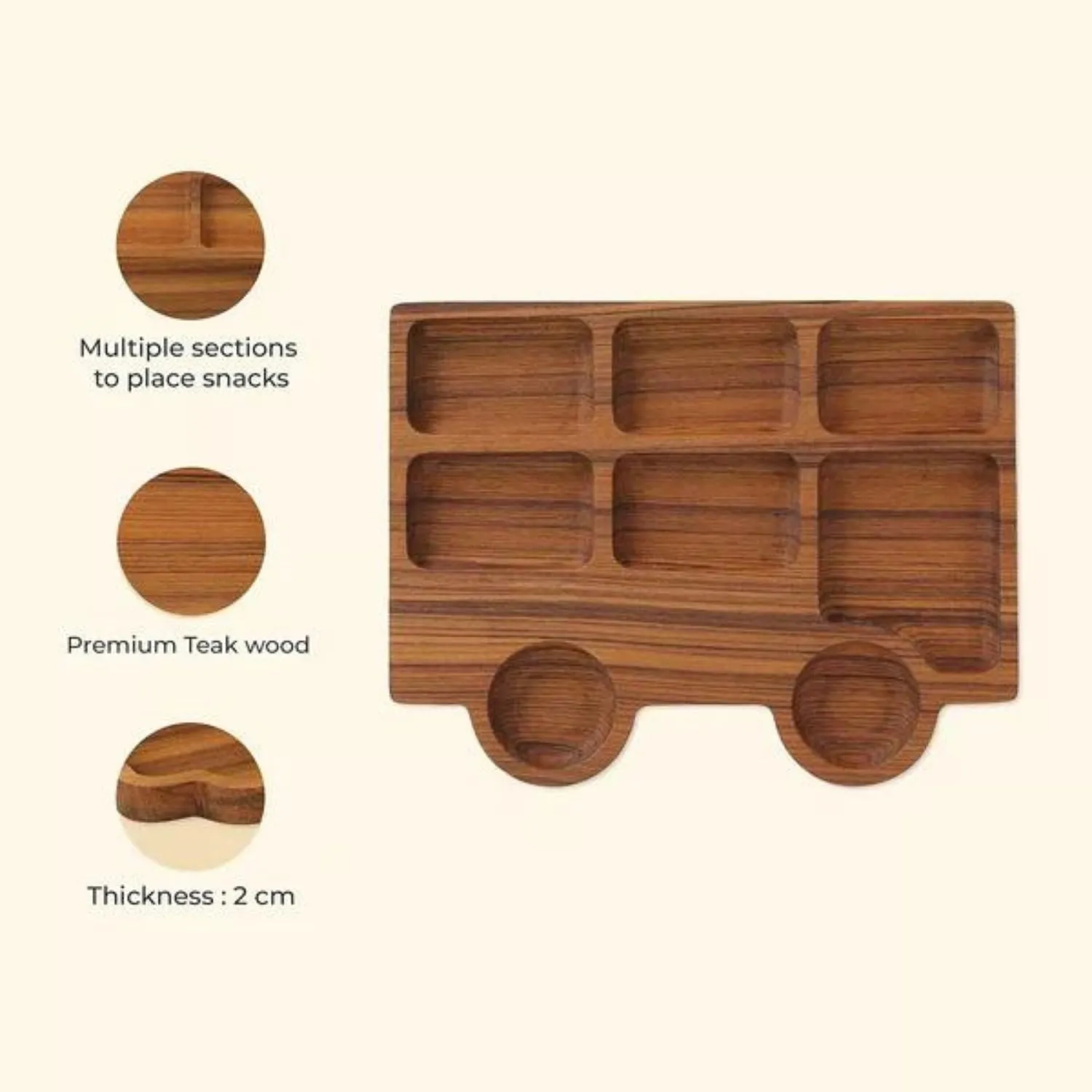 Serving Platter | London Bus Shaped Design | 8 Sections | Durable | For Kids | 11"