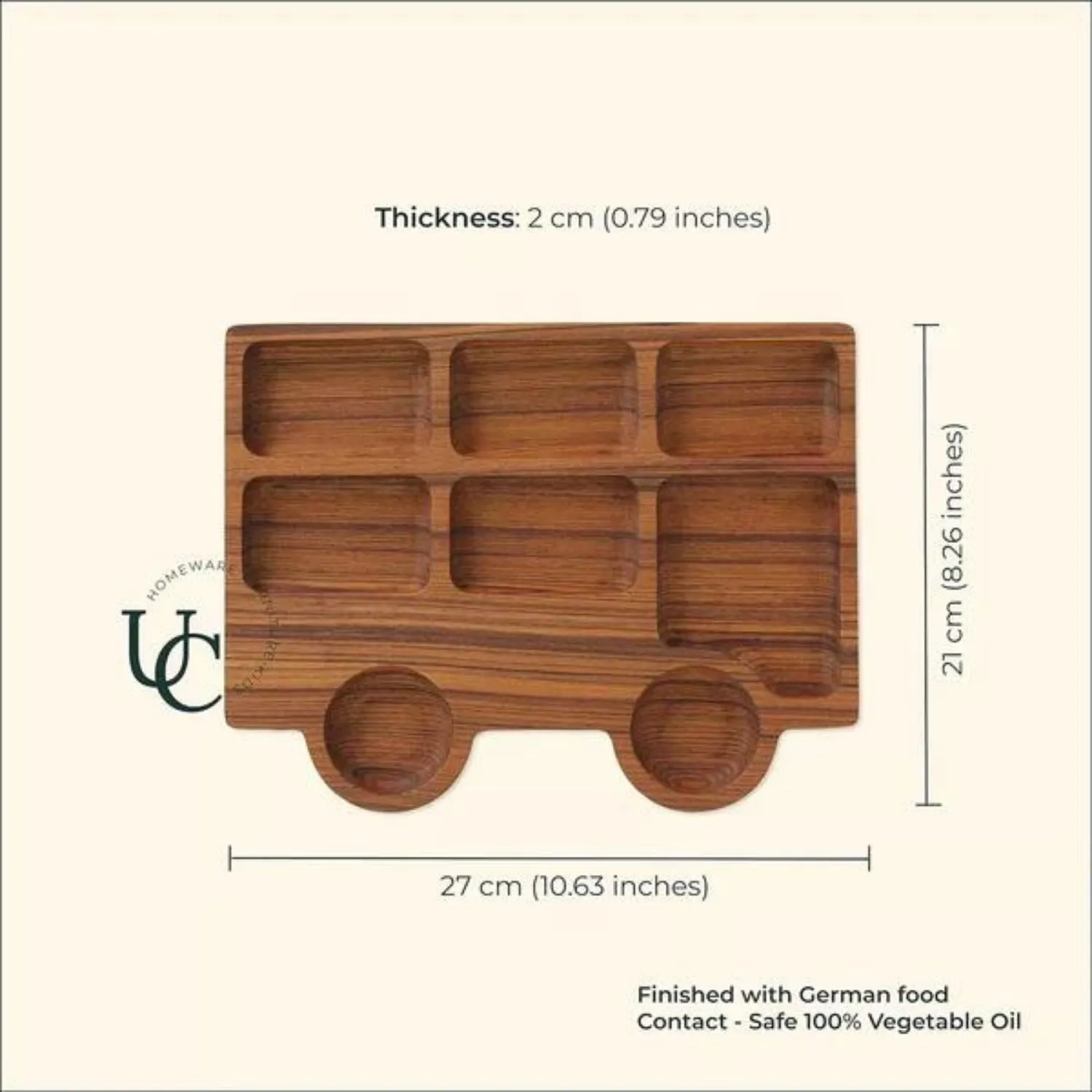 Serving Platter | London Bus Shaped Design | 8 Sections | Durable | For Kids | 11"