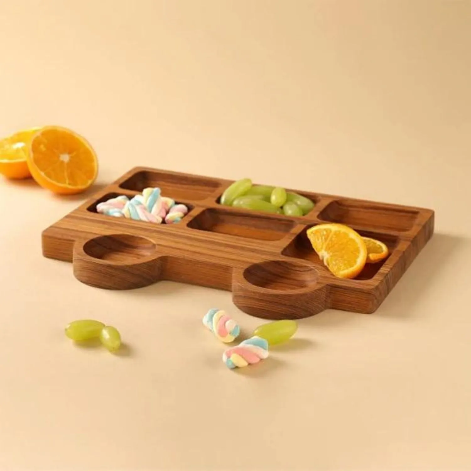 Serving Platter | London Bus Shaped Design | 8 Sections | Durable | For Kids | 11"